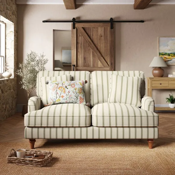 2-Seater Sofa with Curved Arms - Olive, Fabric
