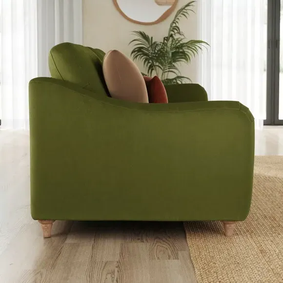 2-Seater Sofa with Curved Arms - Olive, Velvet