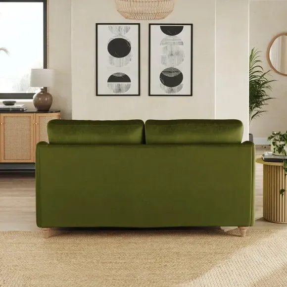 2-Seater Sofa with Curved Arms - Olive, Velvet