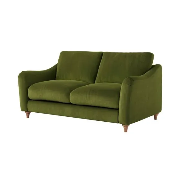 2-Seater Sofa with Curved Arms - Olive, Velvet
