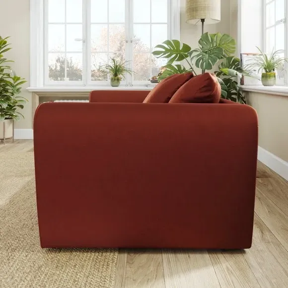 2-Seater Sofa with Curved Arms - Orange, Velvet