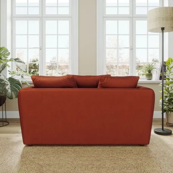 2-Seater Sofa with Curved Arms - Orange, Velvet