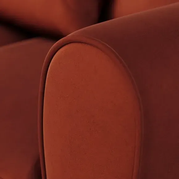 2-Seater Sofa with Curved Arms - Orange, Velvet