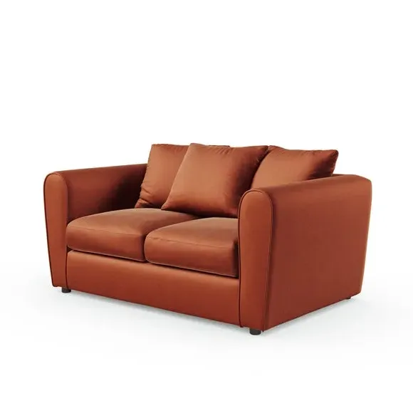 2-Seater Sofa with Curved Arms - Orange, Velvet