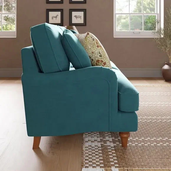 2-Seater Sofa with Curved Arms - Petrol, Velvet
