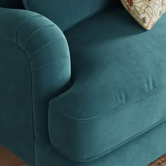 2-Seater Sofa with Curved Arms - Petrol, Velvet