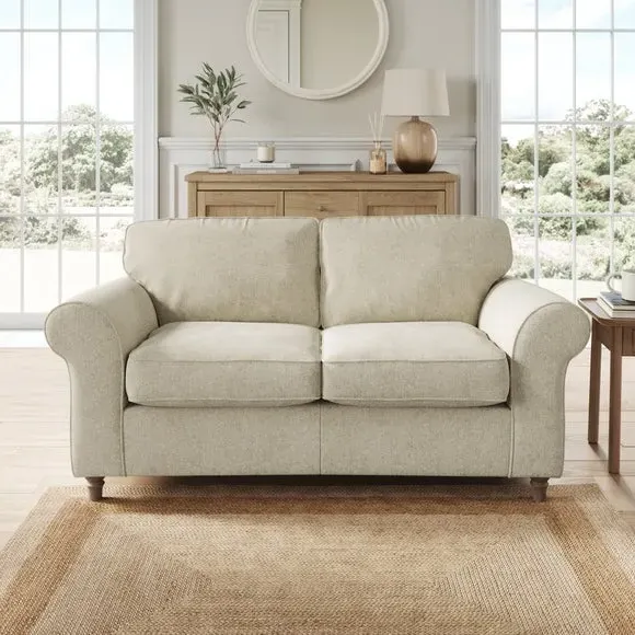 2-Seater Sofa with Curved Arms - Sandstone, Chenille