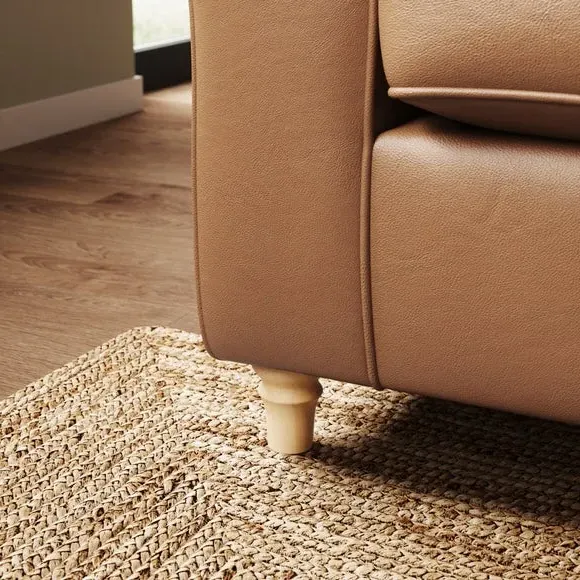 2-Seater Sofa with Curved Arms - Tan, Leather
