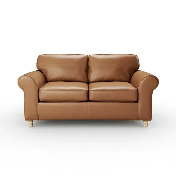 2-Seater Sofa with Curved Arms - Tan, Leather
