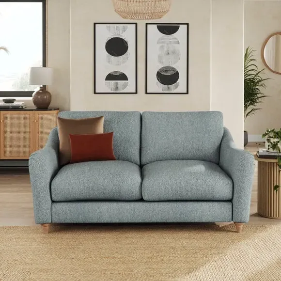 2-Seater Sofa with Curved Arms - Teal, Fabric