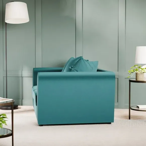2-Seater Sofa with Curved Arms - Teal, Velvet