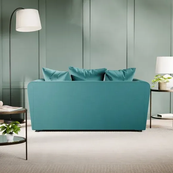 2-Seater Sofa with Curved Arms - Teal, Velvet