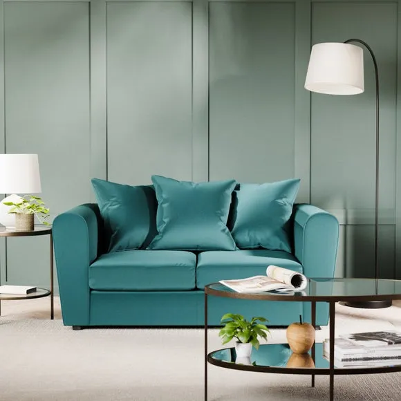 2-Seater Sofa with Curved Arms - Teal, Velvet