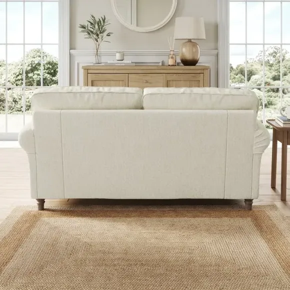 2-Seater Sofa with Curved Arms - White, Chenille