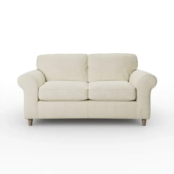 2-Seater Sofa with Curved Arms - White, Chenille