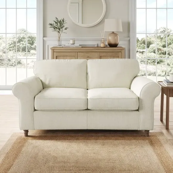 2-Seater Sofa with Curved Arms - White, Chenille