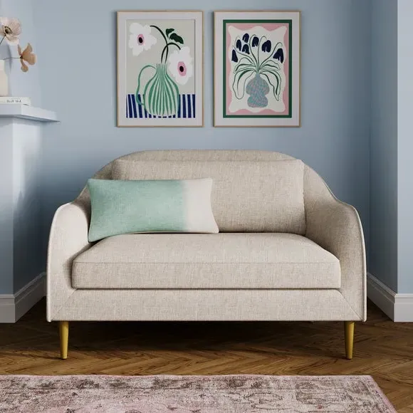 2-Seater Sofa with Curved Back - Natural, Fabric image