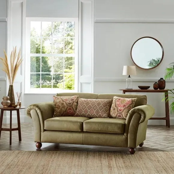 2-Seater Sofa with Cushions - Green, Faux Leather