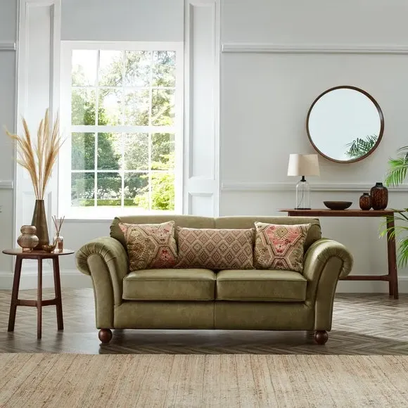 2-Seater Sofa with Cushions - Green, Faux Leather image
