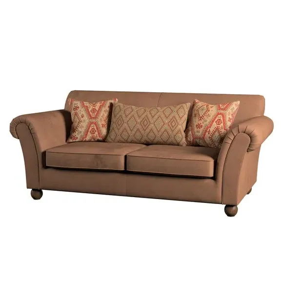 2-Seater Sofa with Cushions - Tan, Faux Leather