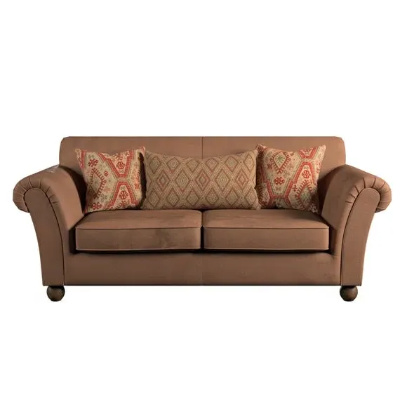 2-Seater Sofa with Cushions - Tan, Faux Leather