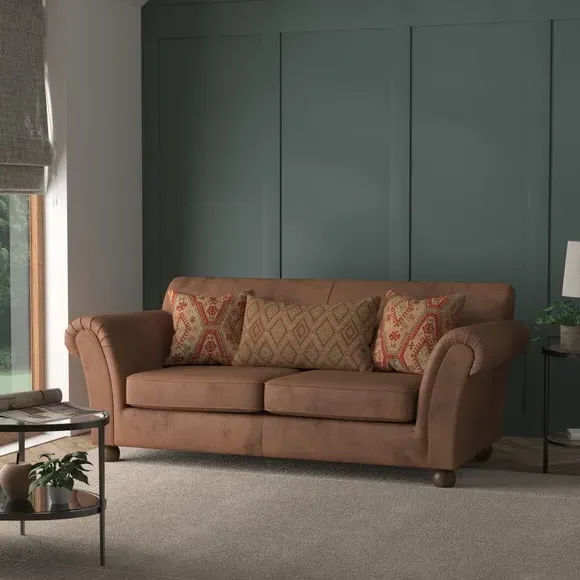 2-Seater Sofa with Cushions - Tan, Faux Leather