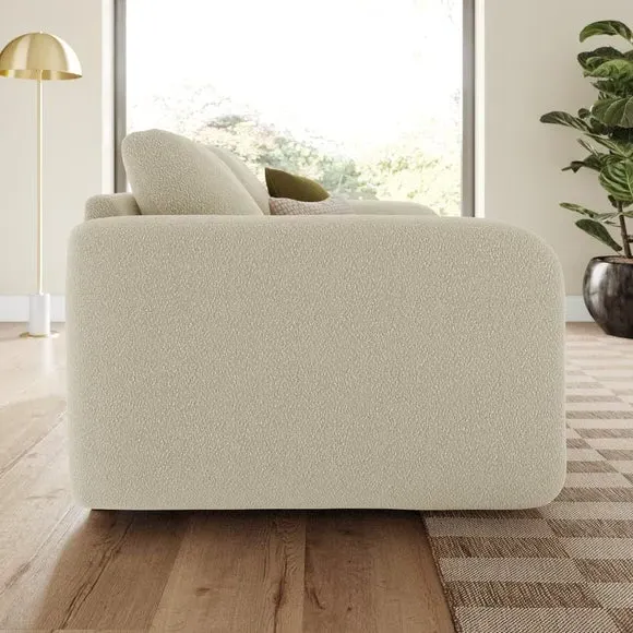 2-Seater Sofa with Deep Arms - Beige, Boucle