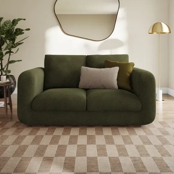 2-Seater Sofa with Deep Arms - Green, Boucle