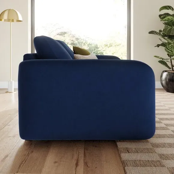 2-Seater Sofa with Deep Arms - Navy, Velvet