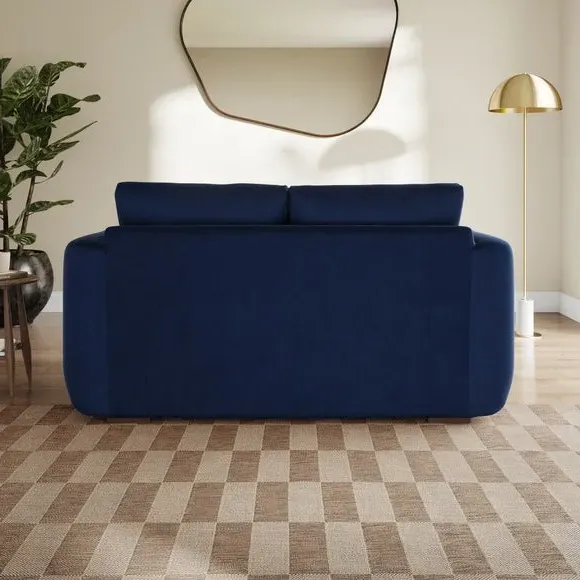 2-Seater Sofa with Deep Arms - Navy, Velvet