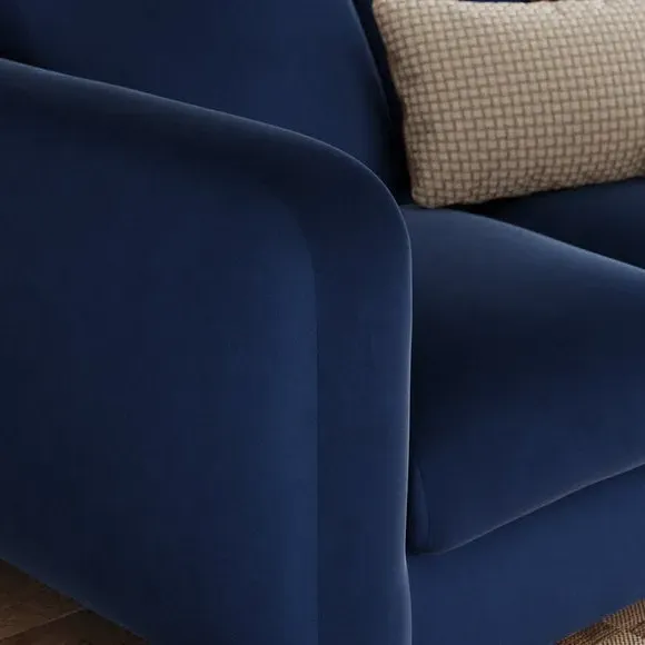2-Seater Sofa with Deep Arms - Navy, Velvet