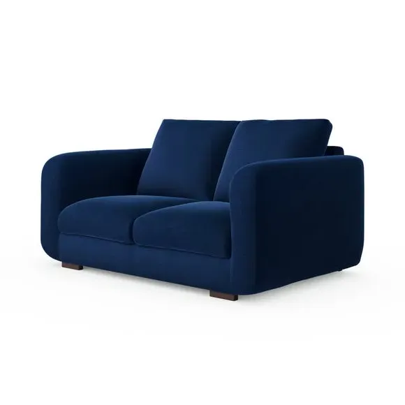 2-Seater Sofa with Deep Arms - Navy, Velvet