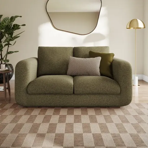 2-Seater Sofa with Deep Arms - Olive, Chenille