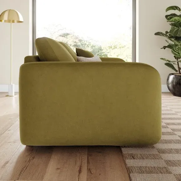 2-Seater Sofa with Deep Arms - Olive, Velvet