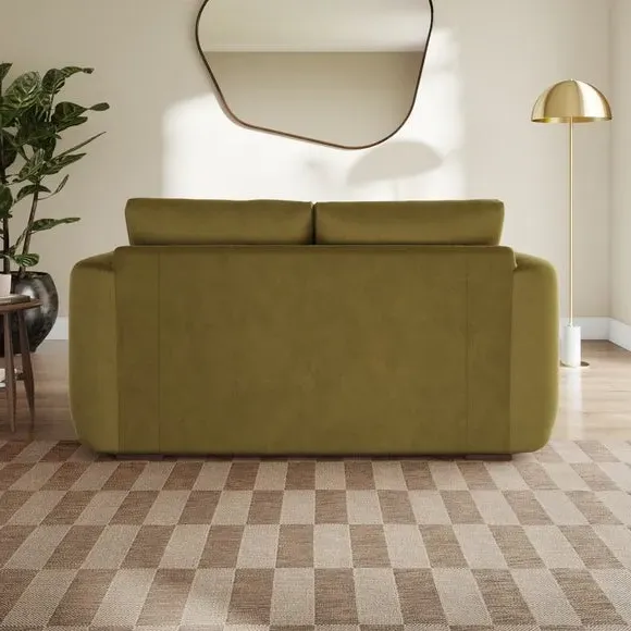 2-Seater Sofa with Deep Arms - Olive, Velvet