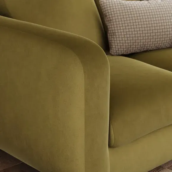 2-Seater Sofa with Deep Arms - Olive, Velvet