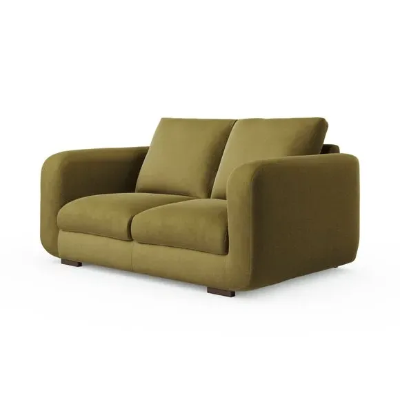 2-Seater Sofa with Deep Arms - Olive, Velvet