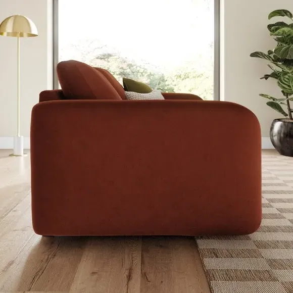 2-Seater Sofa with Deep Arms - Orange, Velvet