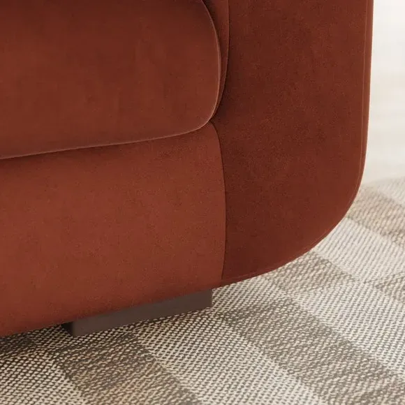 2-Seater Sofa with Deep Arms - Orange, Velvet
