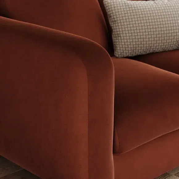 2-Seater Sofa with Deep Arms - Orange, Velvet