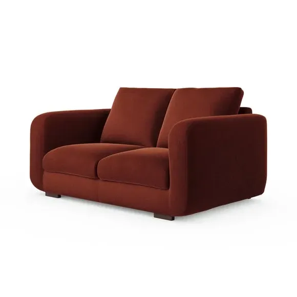 2-Seater Sofa with Deep Arms - Orange, Velvet