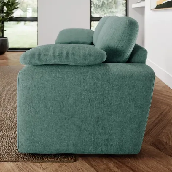 2-Seater Sofa with Feather Arms - Aqua, Chenille