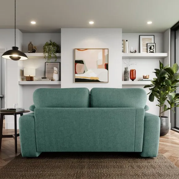 2-Seater Sofa with Feather Arms - Aqua, Chenille