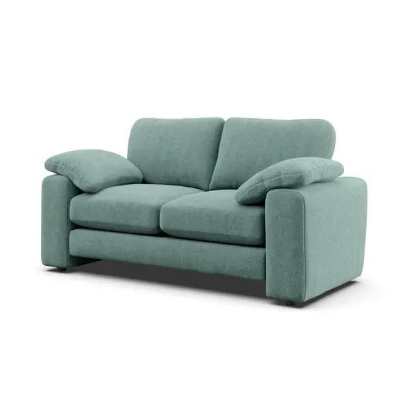 2-Seater Sofa with Feather Arms - Aqua, Chenille