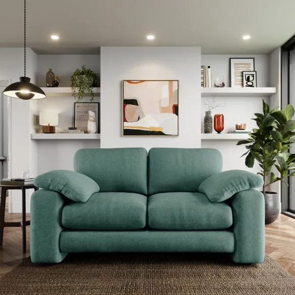 2-Seater Sofa with Feather Arms - Aqua, Chenille image