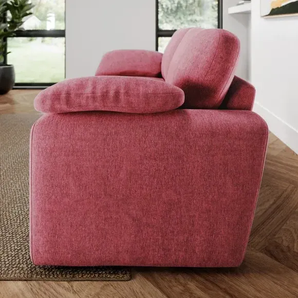 2-Seater Sofa with Feather Arms - Berry, Chenille