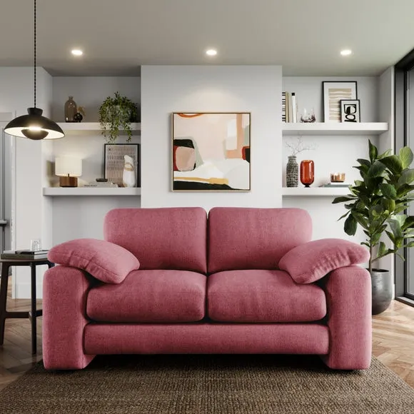 2-Seater Sofa with Feather Arms - Berry, Chenille