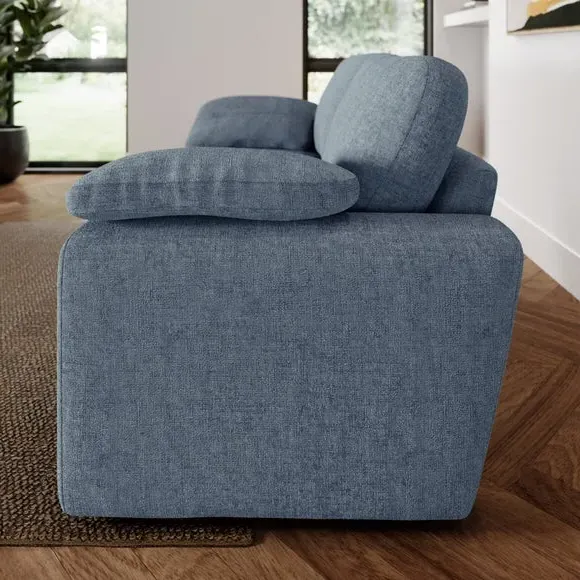 2-Seater Sofa with Feather Arms - Blue