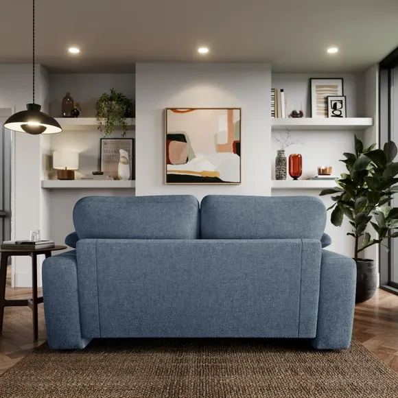 2-Seater Sofa with Feather Arms - Blue