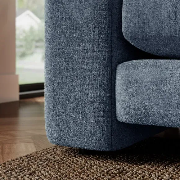 2-Seater Sofa with Feather Arms - Blue